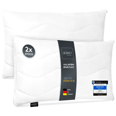 Produktbild von LILENO HOME Kopfkissen 40x60 cm [2er Set] als Kissen-Füllung - Bett oder Deko Kissen mit Reißverschluss zum Anpassen - Waschbar bis 95° - Sofa-Kissen & Zierkissen für Couch / Bett