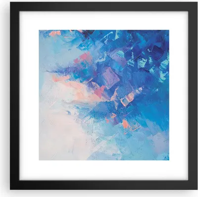 Produktbild von Gerahmtes Poster - Schwarzer Rahmen - Abstraktion blau gemalt - 30x30 cm - Wand Bild - Wanddeko - Wandbilder - Kunstposter - Wandposter - Bilderrahmen - Bilder - Kunstdruck - P2BAC30x30-4570