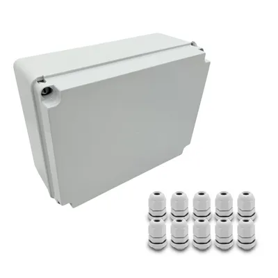 Produktbild von ARLI SET: Abzweigdose IP67 Aufputz 310 x 230 x 130 mm + 10x Kabelverschraubungen M12 x 1,5 mm