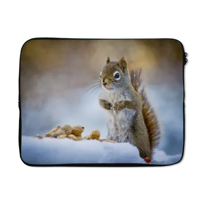 Produktbild von MuchoWow® Laptop Hülle 17 Zoll Laptoptasche Eichhörnchen - Nüsse - Schnee - Winter - Nagetiere - Jahreszeiten - Zipper - Schutzabdeckung