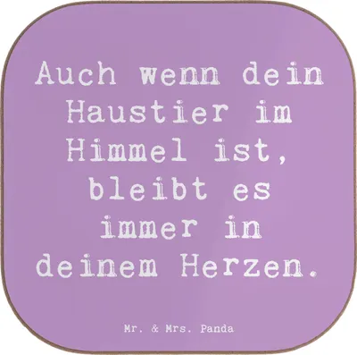 Produktbild von Mr. & Mrs. Panda Untersetzer für Gläser Spruch Trauerbewältigung Haustierverlust - Lavendeltraum - Geschenk, Erinnerungsstücke, Trostspender, Trost, gläseruntersetzer