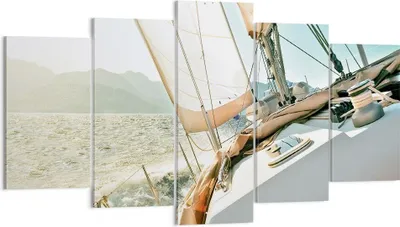 Produktbild von Bild auf Leinwand - Leinwandbild - 5 Teile - Yacht Segeln So - 160x85cm - Wand Bild - Wanddeko - Wandbilder - Leinwanddruck - Bilder - Wanddekoration - Leinwand bilder - Wandbild - EA160x85-4847