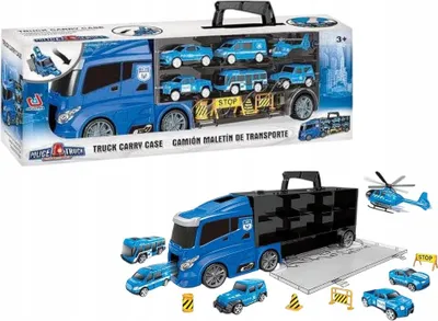 Obrázok produktu pre Vozidlo Modrý nákladný automobil s autami Nákladný automobil vrtuľník Bariéry