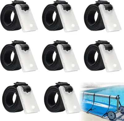 Produktbild von Haltebänder für Poolfolie, 8-teiliges Set mit Befestigungsbändern und Klammern, Zubehör für Solarfolie und Aufrollsysteme