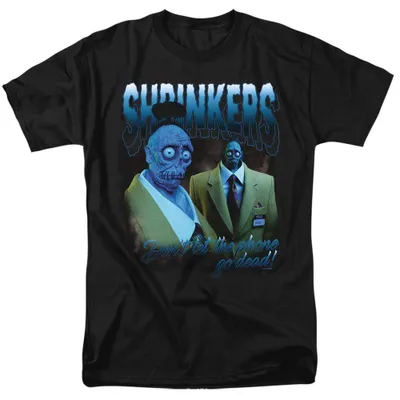 Obrázok produktu pre Tričko s potlačou "Beetlejuice Beetlejuice - "Shrinkers Homage"" pre pánov/dámy, uni model, kód TV36878 (veľkosť 4XL), čierna farba