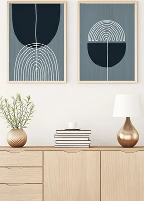 Produktbild von Wallity, Dekoratives Gerahmtes MDF Gemälde (2 Stück), 50 x 70 cm | 100% MDF (3 mm), Rahmen: 100% MASSIVHOLZ (2,5 cm) | Stilvolle Wanddekoration für jedes Zuhause.