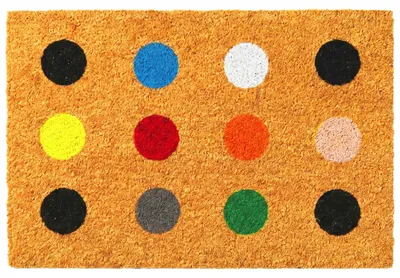 Produktbild von Relaxdays Fußmatte Kokos 60x40, Türvorleger Punkte, rutschfest, wetterfest, Fußabstreifer innen & außen, mehrfarbig