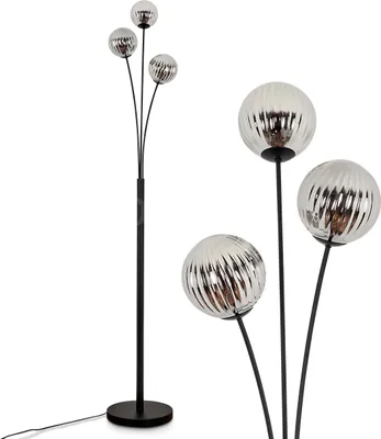 Produktbild von Lerici Stehlampe aus Metall/Riffelglas in Schwarz/Rauchfarben