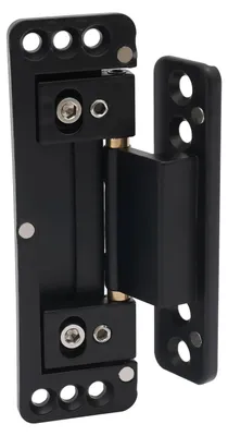 Produktbild von Verdeckte Türscharniere 2er-Set - Türscharniere - Unsichtbar - Verstellbar 110° - Tragkraft 60 kg - Maße 12×3,7×2,2 cm - Zinklegierung - Vier Abdeckkappen - Schwarz