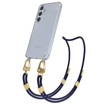 Produktbild von EAZY CASE Handykette für Samsung Galaxy S24 Plus, Transparente Silikonhülle mit Band, Clear Case, abnehmbar in  Blau