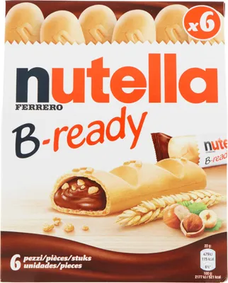 Produktbild von Ferrero Nutella B-Ready, Chocolate snacks, 132 g, 2177 kJ, 521 kcal, 47,1 g, 7,2 g