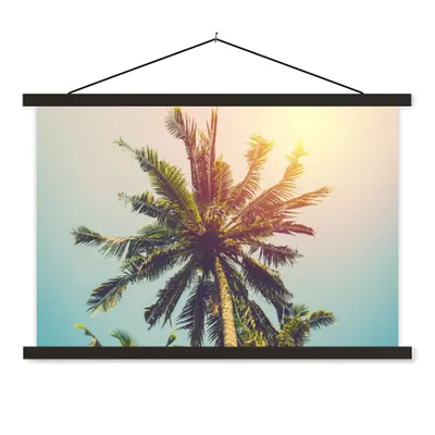 Produktbild von MuchoWow® Textilposter Palme - Sommer - Tropisch - Sonne 90x60 cm mit schwarzem Rahmen - Aufhängungssatz