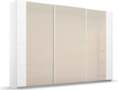 Produktbild von Schwebetürenschrank Artemis | mit Glastüren | alpinweiß / champagner