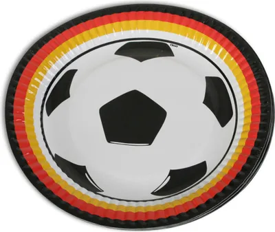 Produktbild von 6 Stück Deutschland Fußball Party Einweg Essteller Teller EM Garten Party