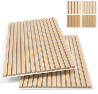 Produktbild von ISOISL 8er Set Akustikpaneele 120×60 cm, Weißeiche 337S, silbergrauer Filz, MDF-Lamellen, NRC 0,8