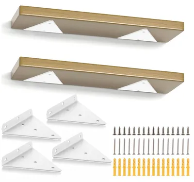 Image de Support mural triangulaire pour étagères, blanc, lot de 4, 23 cm