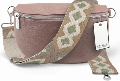 Produktbild von ARTVALL - Umhängetasche aus Leder, Klein mit verstellbarem Schultergurt, abnehmbares Taschenband, Crossbody Bag in Rosa