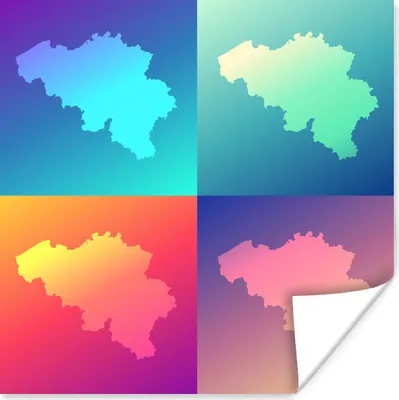 Produktbild von MuchoWow® Poster Eine Illustration von Belgien in verschiedenen Farben 50x50 cm - Wohnzimmerdekoration