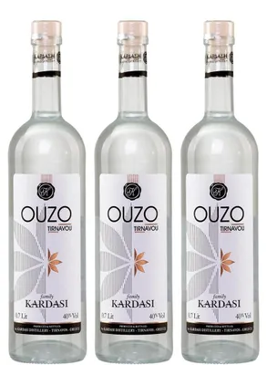 Produktbild von Ouzo Tirnavou Kardasi 3x 0,7l 40% Vol. | Ouzo ohne Zuckersirup | + 20ml Jassas Olivenöl