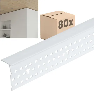 Produktbild von PROTEKTOR 80x Abschlussprofil 305cm – Göppinger Profil 37864 – Trockenbau Abschlussleiste aus Hart-PVC – Kantenschutz für 12,5mm Gipskartonplatten