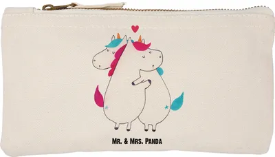 Produktbild von Mr. & Mrs. Panda Pouch Einhorn Mitteilung Größe S Klein - Weiß - Geschenk, Liebe, Federmappe, beauty case, Federtasche, Ehe, Unicorn, kosmetiktäschchen, Lustig, Partner