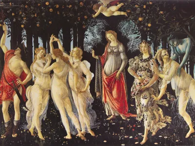 Obrázok produktu pre Sandro Botticelli Art Print Obraz - Jar, Venušina ríša 1482-1487 (60 x 80 cm)