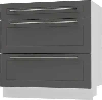 Produktbild von Schubladenunterschrank KVANTUM Vollauszug 80cm Korpus- & Frontfarbe wählbar (Q-D3A/80),graphit matt,weiß