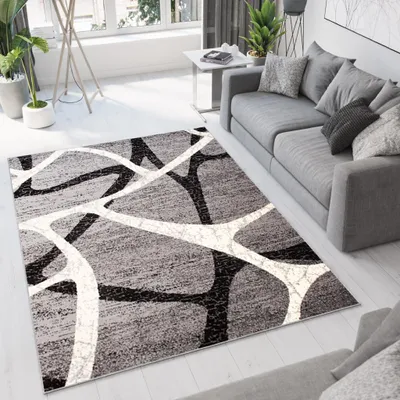 Immagine prodotto di Tappeto Tapiso DREAM Modern Ecru Grey Black Soggiorno ÖKOTEX 200 x 300 cm