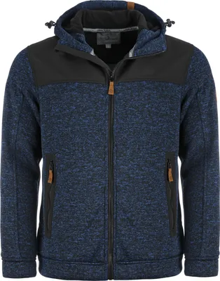 Produktbild von Blue Wave Herren Strickfleecejacke Fabio - Fleecejacke Strickjacke Jacke mit Softshell-Besatz in Marine Größe S
