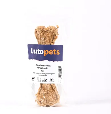 Imagen del producto de Lutopets Kauknochen: 100% piel de ciervo – Talla L – Artículo para masticar para perros