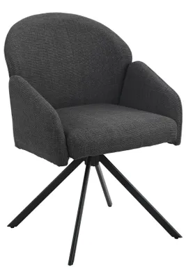 Produktbild von Hela Tische, 1er Pack Armlehnstuhl Holly 360° drehbar, Bezug Webstoff Anthrazit, Ovalrohr-Metallgestell, KOMFORT-RÜCKEN swing back, 120kg belastbar