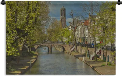 Produktbild von MuchoWow® Wandteppich Wandbehang Pflanzen - Utrecht - Wasser 120x80 cm Tapisserie Dekoration Wandtuch - Wanddekorationen - Wandtücher