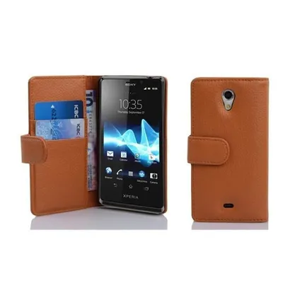 Produktbild von Cadorabo Schutzhülle für Sony Xperia T Hülle in Braun Handyhülle Etui Case Backcover Kunstleder Tasche
