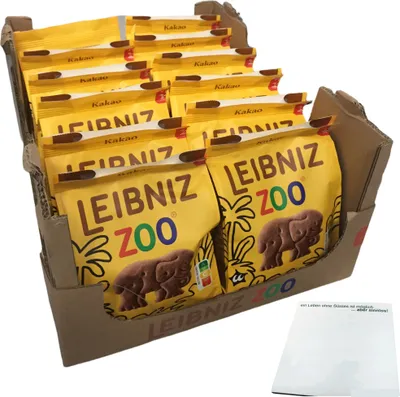 Produktbild von Leibniz Kakao Zoo Safari 12er Pack (12x125g Beutel) + usy Block