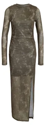 Produktbild von NOISY MAY Langes Kleid Rundhalsausschnitt Hoher Schlitz Recycelter Polyester Größe: XS