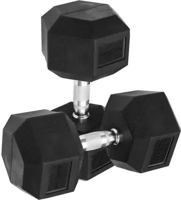 Produktbild von Sporttrend 24® Hexagon Hantel 1-50KG, Paar, verchromter Griff | sechseckige Kurzhantel, rutschfeste Kompakthantel, gummierte Hex Hanteln (2x27,5KG)