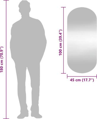 vidaXL Wandspiegel 45x100 cm Glas Oval