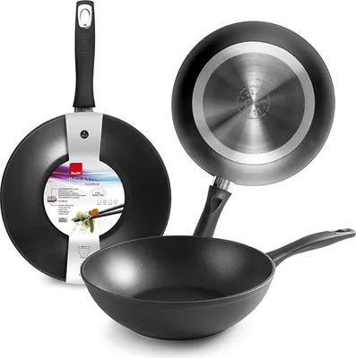 Produktbild von Ibili Induplus 400528 Wokpfanne, 28 cm max. Durchmesser, Gusseisen/Gussaluminium, Induktionsherd-geeignet, Antihaftbeschichtung