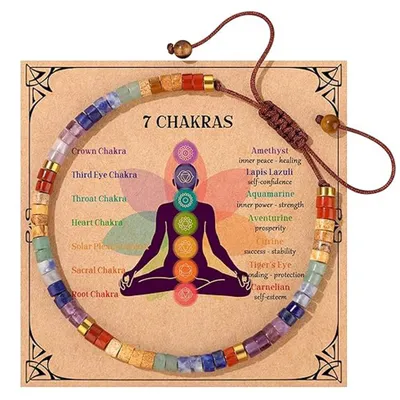 Produktbild von XFSRG Edelstein Armband Tigerauge Chakra 7 Chakras Edelsteine Perlen Armband Han