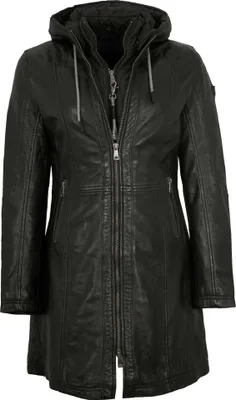 Gipsy by Mauritius Damen Ledermantel Kapuze Lammnappa