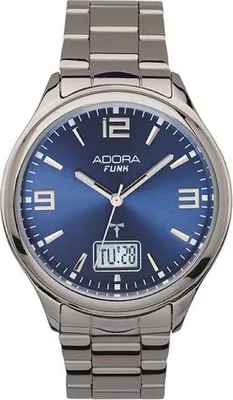 Produktbild von ADORA Funk Armbanduhr Ø 41mm silberfarben Edelstahlgehäuse Datum 5Bar