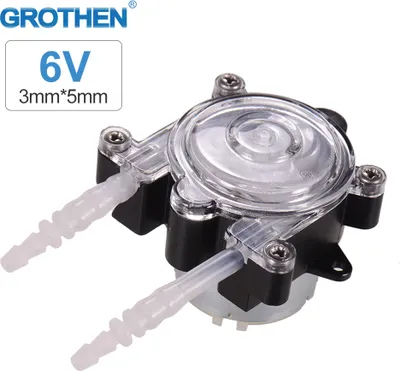 Obrázek produktu pro GROTHEN DC 6V DIY dávkovací čerpadlo Mini peristaltická dávkovací hlava Samonasávací funkce Vysoký průtok 150ml / min pro akvarijní laboratoř Chemická analytická voda Kapalina