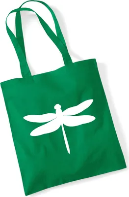 Produktbild von Huuraa Jutebeutel Libelle Silhouette 10 Liter Kelly Green Baumwolle Tasche Geschenkidee