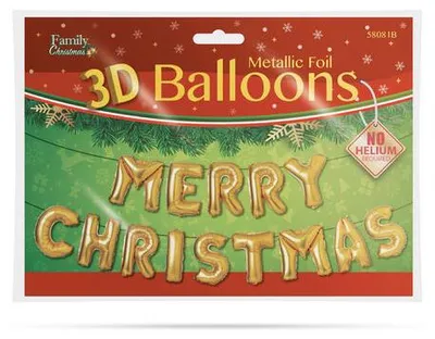 Imagen del producto de Globo navideño tridimensional con la inscripción "Feliz Navidad" - color dorado