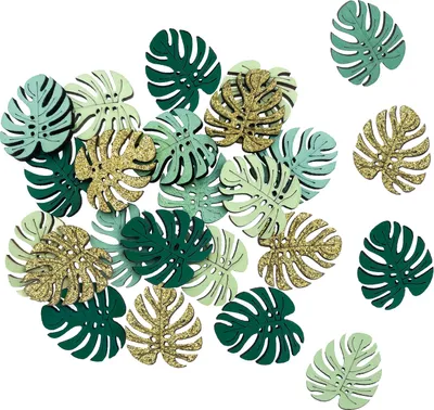 Produktbild von Oblique Unique Konfetti Monstera Blätter aus Holz Tisch Deko Streudeko Geburtstag Sommer Hawaii Party Feier gold