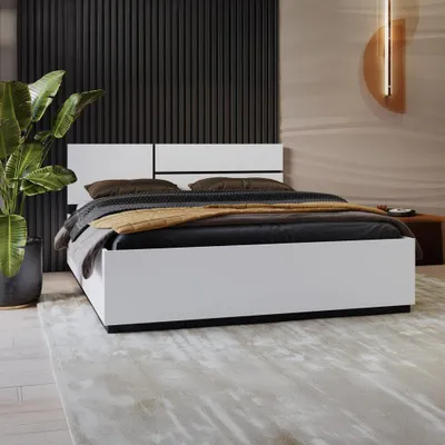 Obrázek produktu pro Manželská postel 160x200 GLENROSE s úložným prostorem - bílá / černá