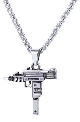 Image de Collier, pistolet automatique - Argent