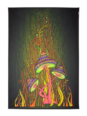 Produktbild von PSYWORK Schwarzlicht Stoffposter Neon "Magic Mushroom Pink", 1,0x1,4m