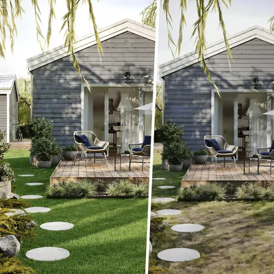 Obrázek produktu pro Eikuavons umělá tráva, dlaždice 30x30 cm, 44 kusů (4 m²) – dlaždice pro terasy a balkony s drenážním systémem, realistickým vzhledem a snadnou montáží, vhodné pro použití uvnitř i venku