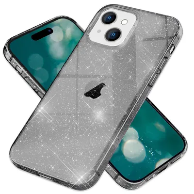 Produktbild von Glitzer Hülle für iPhone 15 Bling Case Klar Silikon Handyhülle Schutz Tasche TPU Schwarz